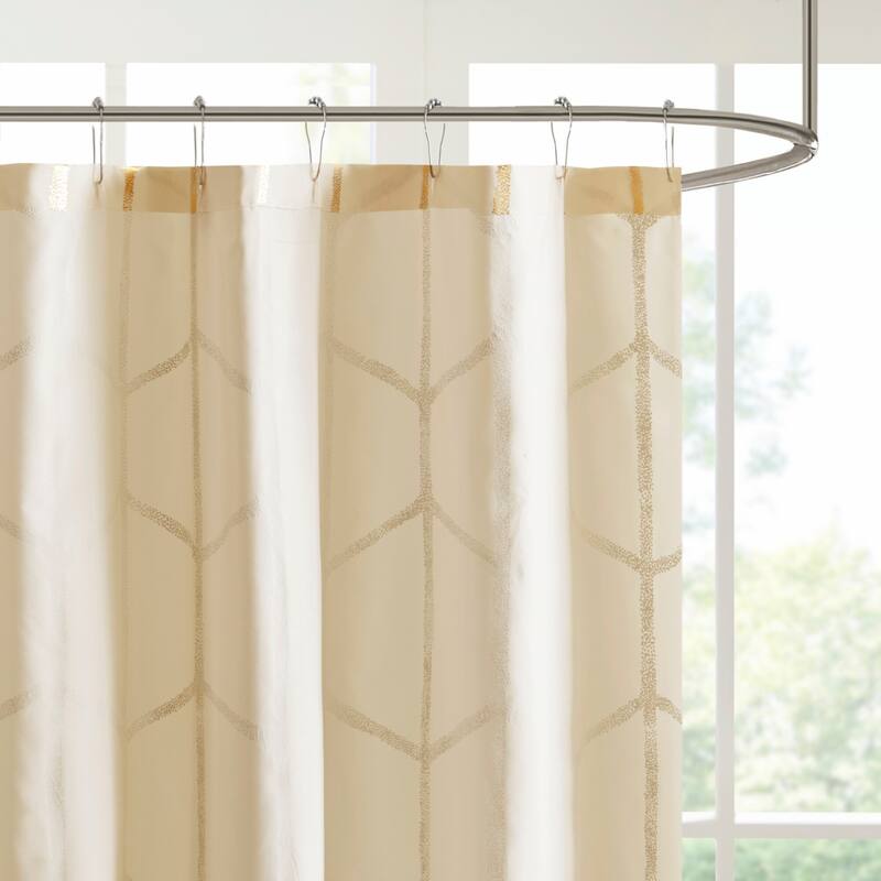 Intelligent Design Khloe Geometric Metallic Printed Shower Curtain