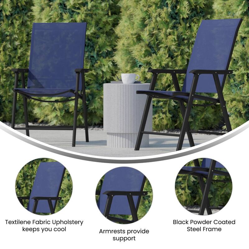 Outdoor Folding Patio Sling Chair / Portable Chair (2 Pack)