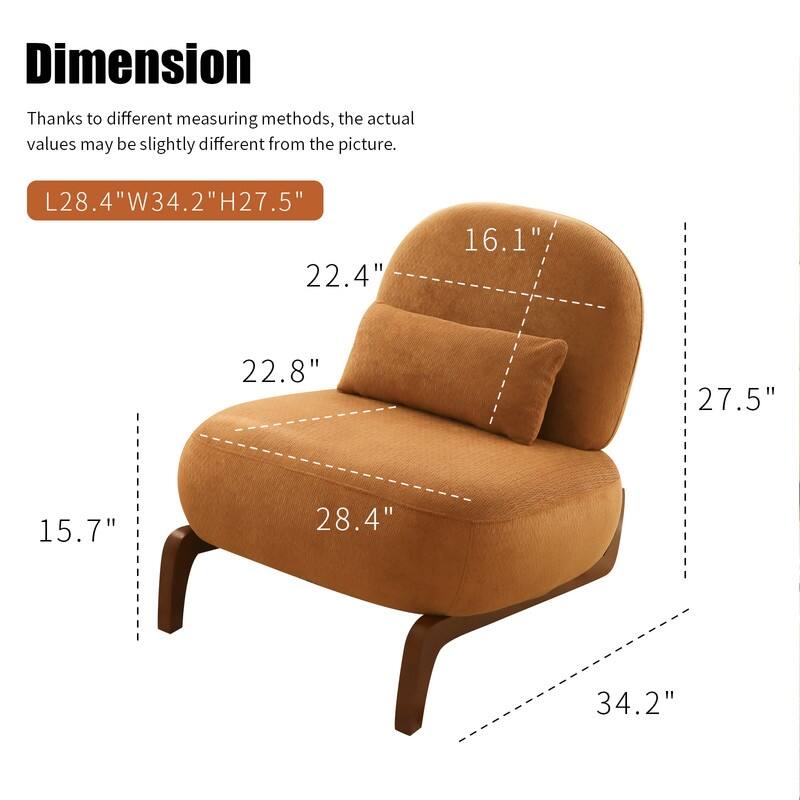 Elegant Velvet Armless Accent Chair - Modern Solid Wood Legs, Versatile Seating for Any Space