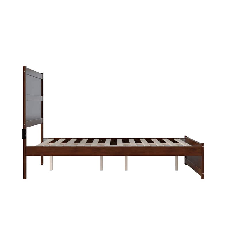 Full Bed with Footboard - Rococo Romance Platform Bed - Walnut Finish - Modern Classic Design