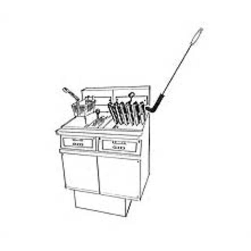 Brushtech L-Shape Fryer Cooling System Cleaning Brush - Brass/Silver/White