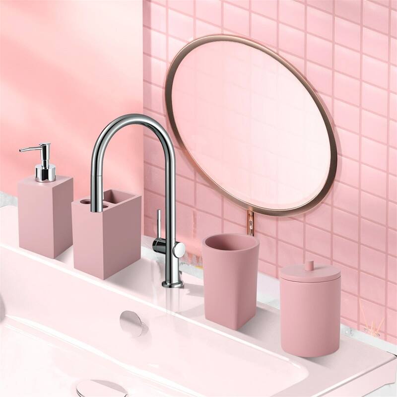 5Pcs Resin Pink Bathroom Sets