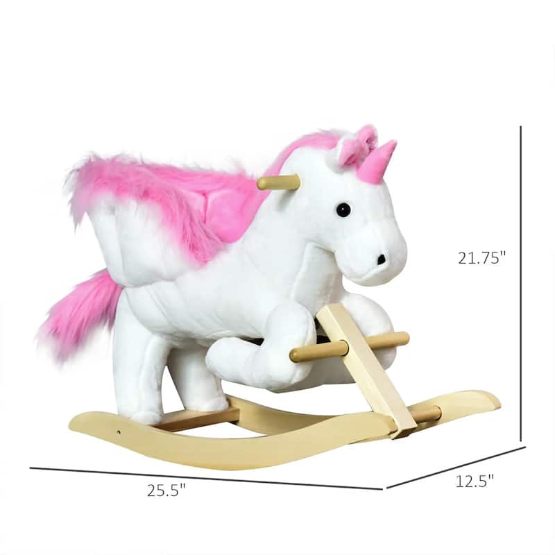 Cotton Candy Pink Plush Unicorn Ride-On Toy with Singing Lullaby - 25.5" L x 12.5" W x 21.75" H