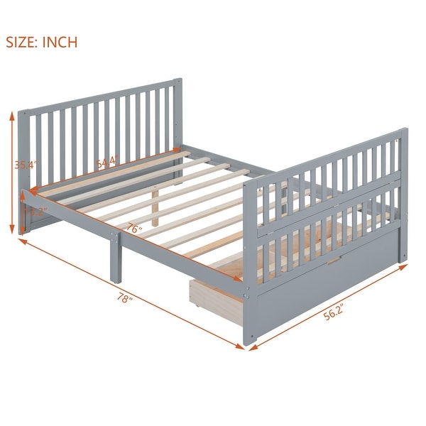 Convertible Crib/Full Size Bed with Drawers and 3 Height Options