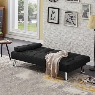 Modern Convertible Sleeper Sofa Bed Linen Fabric Folding Futon Couch ...