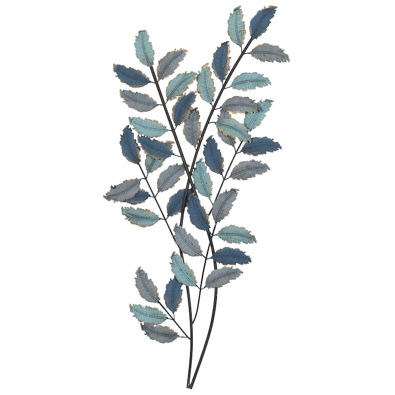 Metal Leaf Home Wall Decor - Blue - Roche River Decor - Blue - 15"W, 32"H