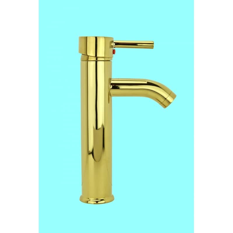 Bathroom Single Hole Faucet One Handle Solid Brass Gold PVD Finish 9.5in Tall Renovators Supply