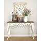 preview thumbnail 1 of 20, White Wood Intricately Carved Scroll Console Table with Brown Wood Top White
