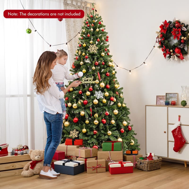 Gymax 8 FT Pre-Lit Artificial Christmas Tree w/ 1200 Warm White LED