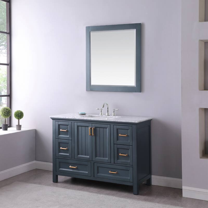 Altair Isla Single Bathroom Vanity Set and Aosta White Countertop with Mirror