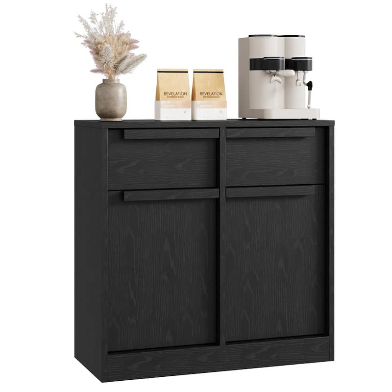 Sideboard Buffet Cabinet with 2 /4Drawers, 31.5"/62.4" Large Coffee Cabinet with Storage - Black - 2-drawer