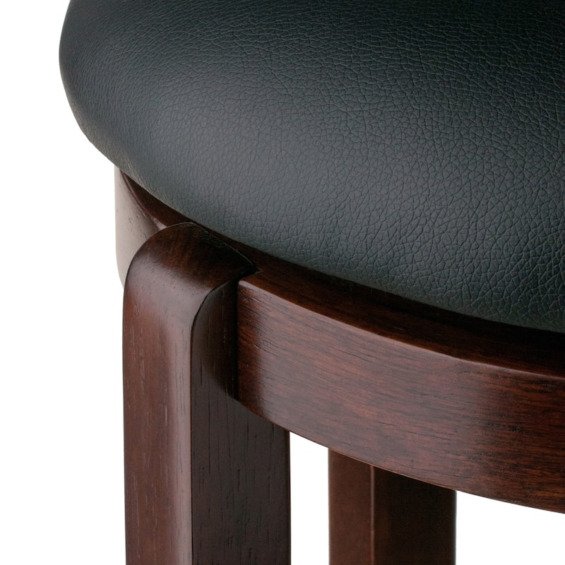 Cushion Swivel Seat Bar Stool, Black and Walnut - 16.97 x 16.97 x 30.24 inches