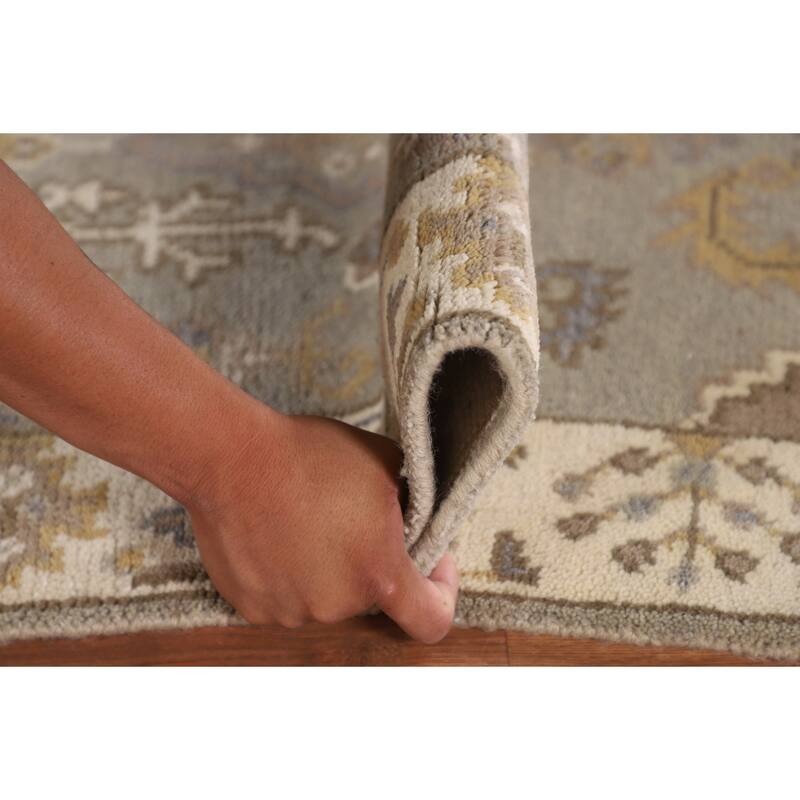 Earth Tone Grey Oushak Oriental Runner Rug Handmade Wool Carpet - 2'7"x 7'10"