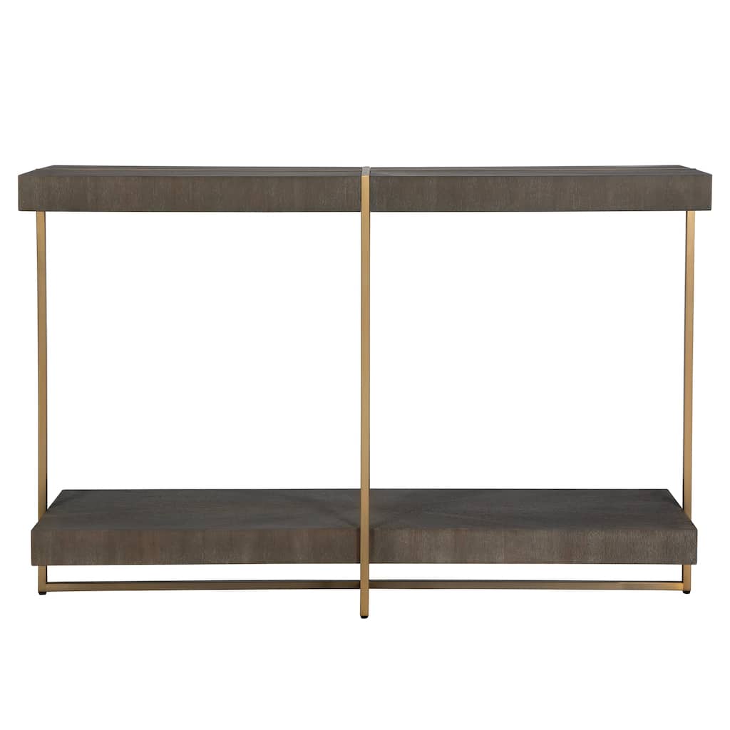 Uttermost Taja Modern Brass / Wood Console Table - 48"W x 31"H x 14"D