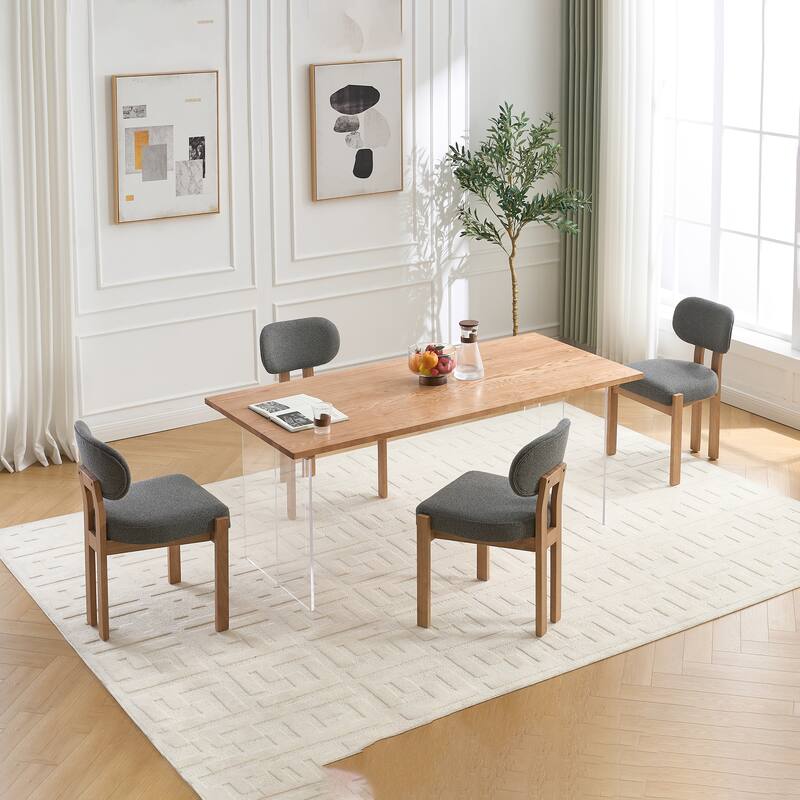 Wooden Dining Chairs Set of 2, Modern Fabric Upholstered Dining Room Chair Kitchen Chairs, Dinner Chair for Kitchen Dining Room