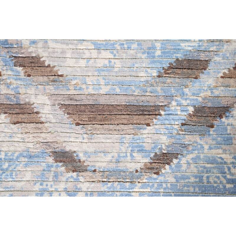 All-Over Striped Abstract Modern Accent Rug Handmade Wool Carpet - 2'8"x 4'8"