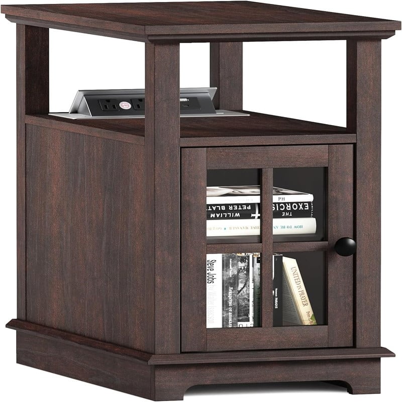 End Table with Hidden Charging Station - 23.6"D x 14"W x 23.6"H