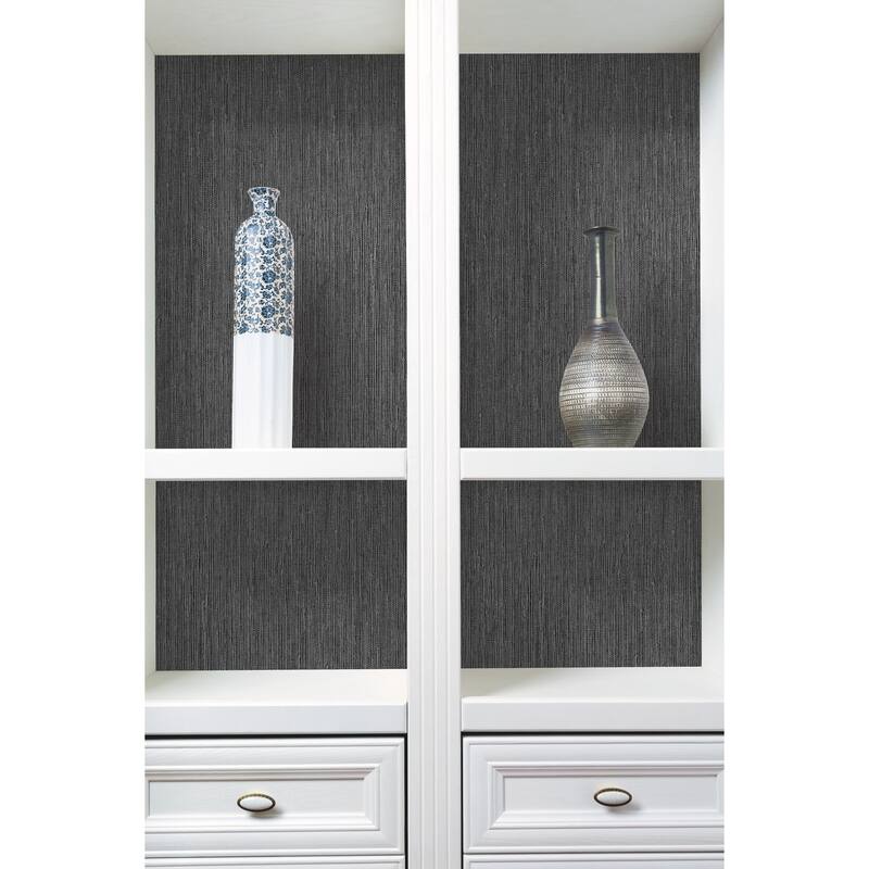 York Wallcoverings Seagrass Black & Silver Wallpaper