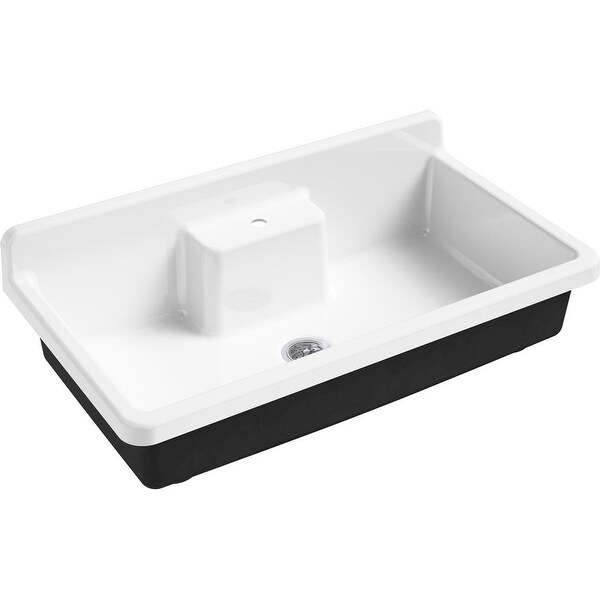 Kohler K-21103-1HP5 Farmstead 45" Drop In or Wall Mounted Single Basin Cast Iron Kitchen Sink - White
