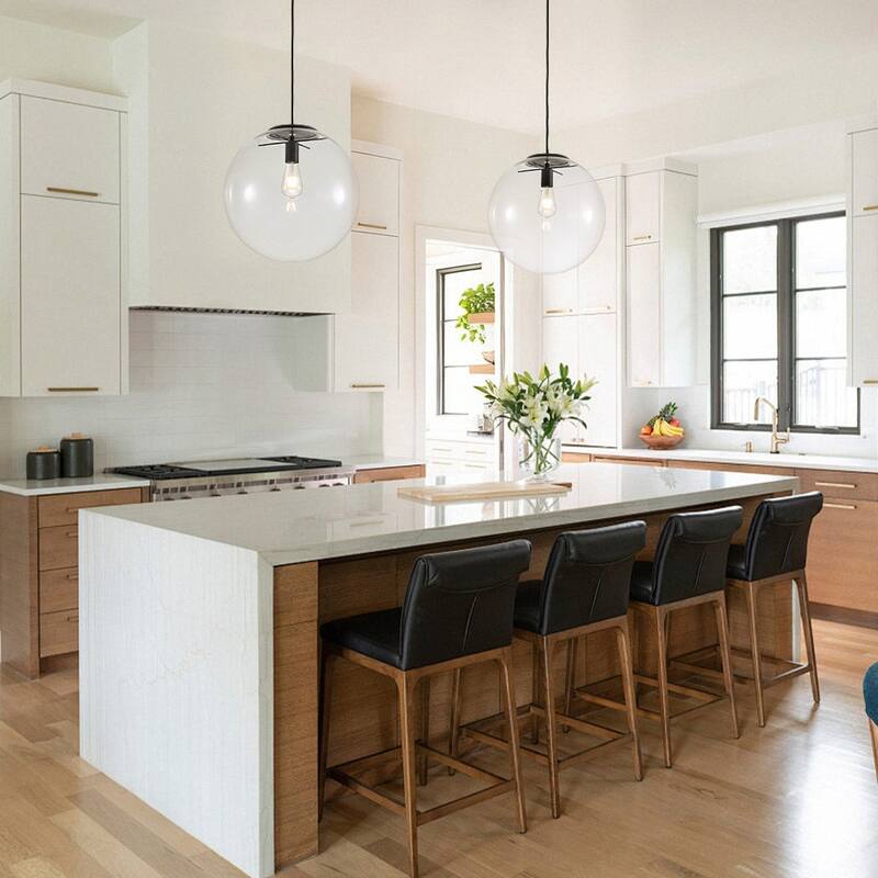 Minimalism Single-Light Clear Glass Globe Pendant - 15.7 in