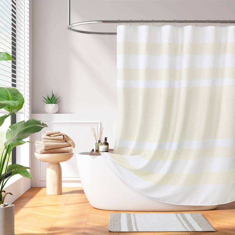 Madison Park Spa Waffle Shower Curtain with 3M Treatment - 108x72" - Cream