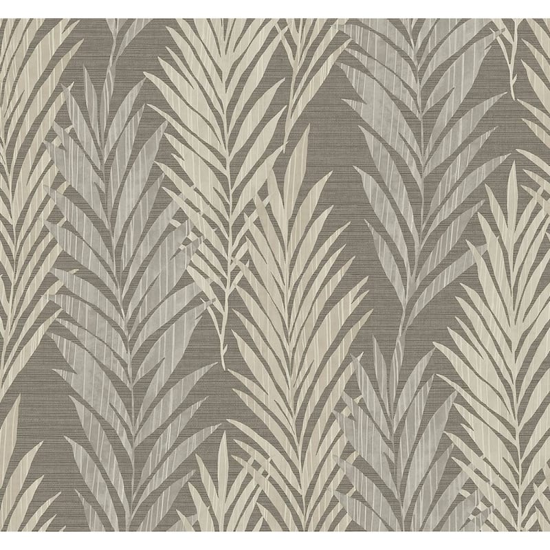 Seabrook Designs Francisca Climbing Leaves Unpasted Wallpaper - 27 in. W x 27 ft. L - Mushroom & Greige