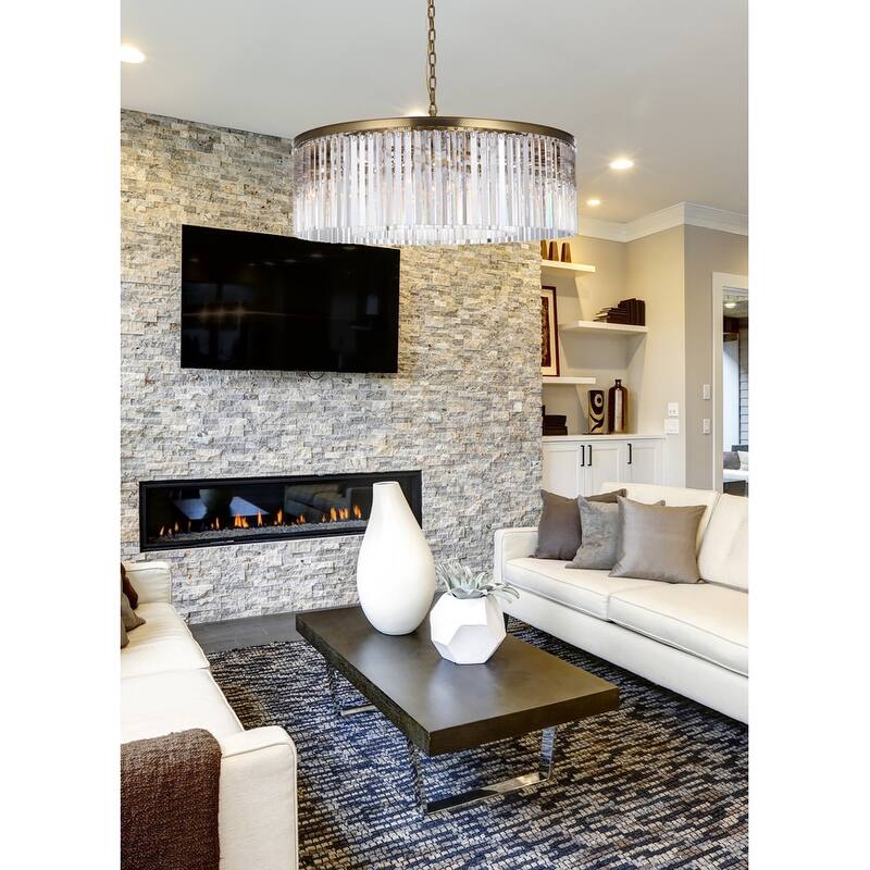 Indigo Home round crystal chandelier in satin gold