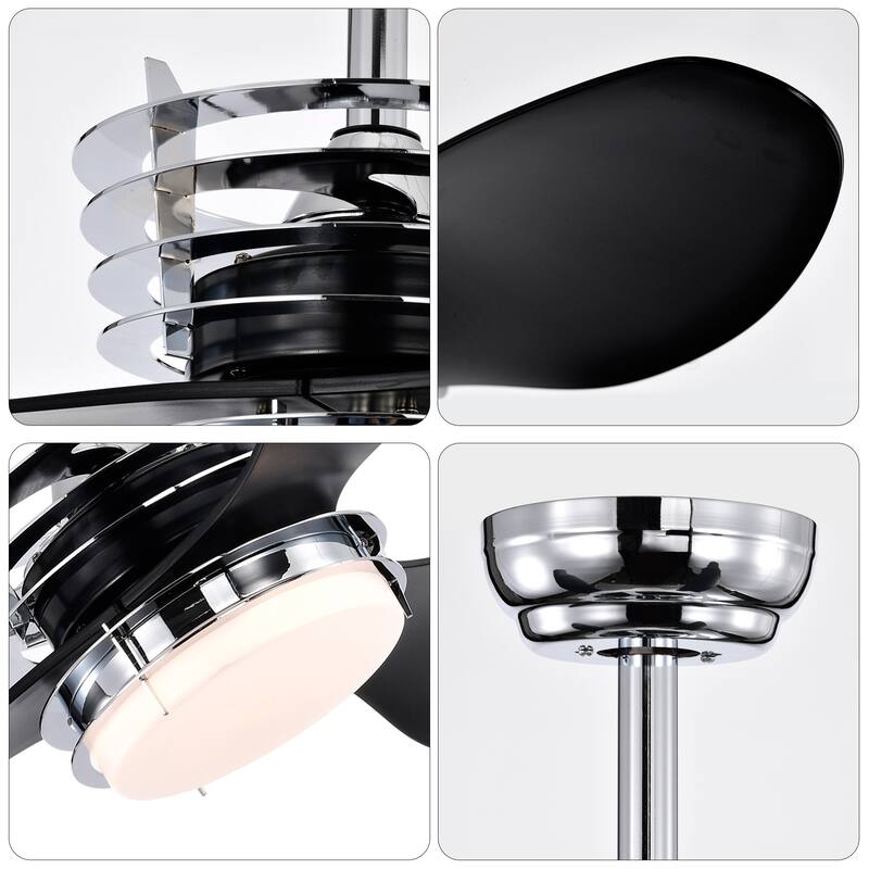 52'' 3 ABS Blades Ceiling Fan with Lights and DC Remote,DC Motor Ceiling Fan with 2 Down Rods,Indoor Ceiling Fan with Light