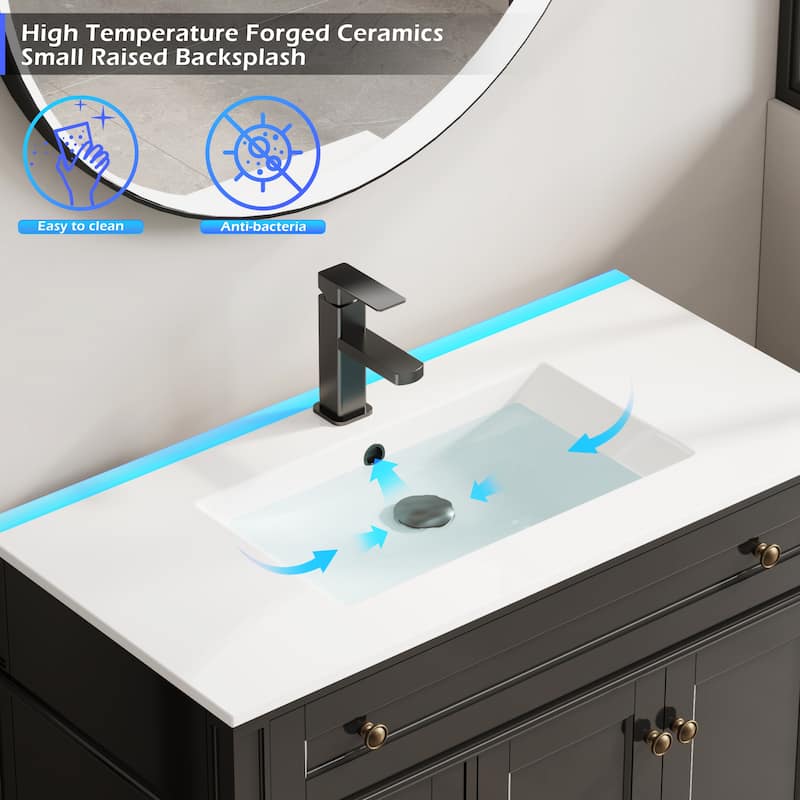 Retro Bathroom Vanity W/ Drop in Sink Combo Cabinet Set