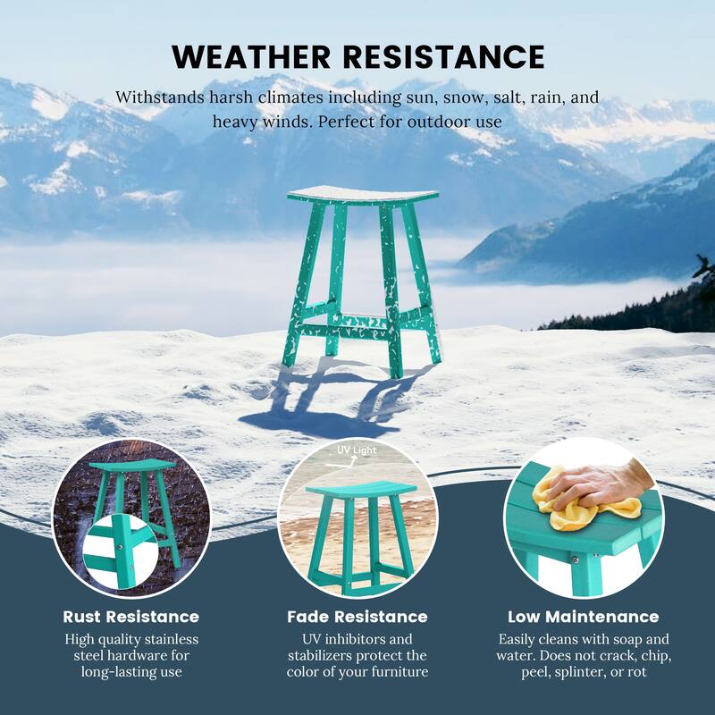 Laguna Hdpe All Weather Outdoor Patio 24" Saddle Seat Counter Stool (Set Of 2)
