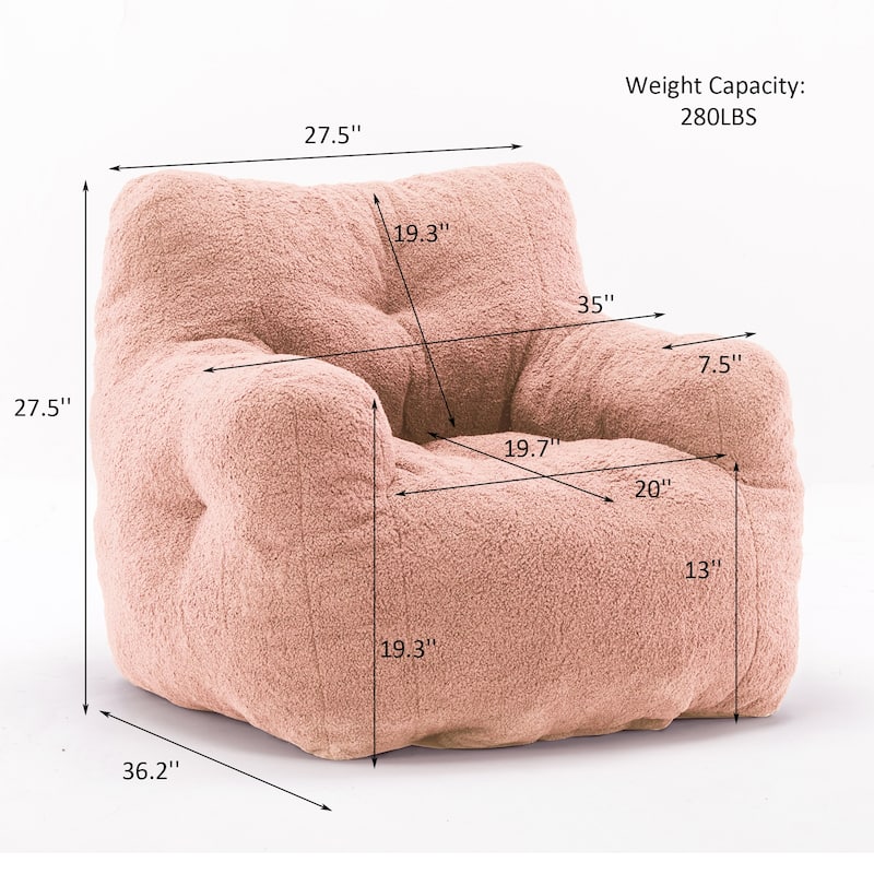 Mieres Faux Fur Fabric Bean Bag Chair, Floor Sofa For Living Room, Bedroom Lazy Sofa
