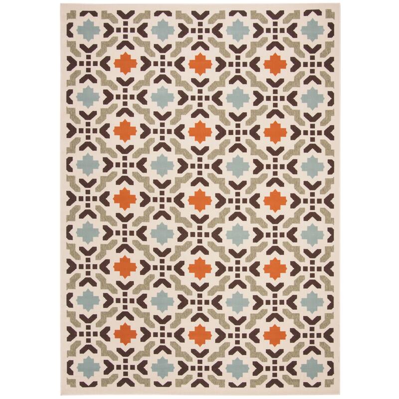 SAFAVIEH Veranda Ranu Indoor/ Outdoor Waterproof Patio Backyard Rug - 9' x 12' - Cream/Terracotta