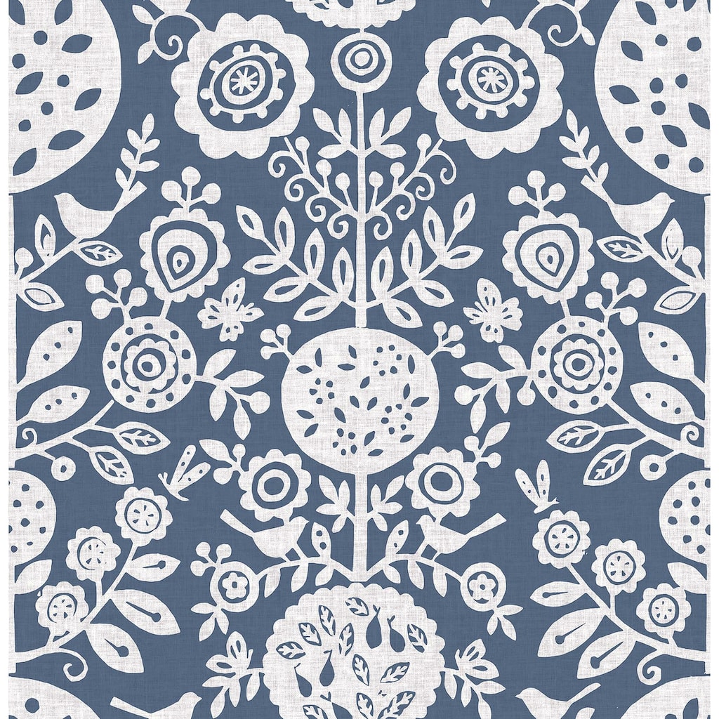 NuWallpaper Navy Anya Peel & Stick Wallpaper - 20.5-in x 216-in