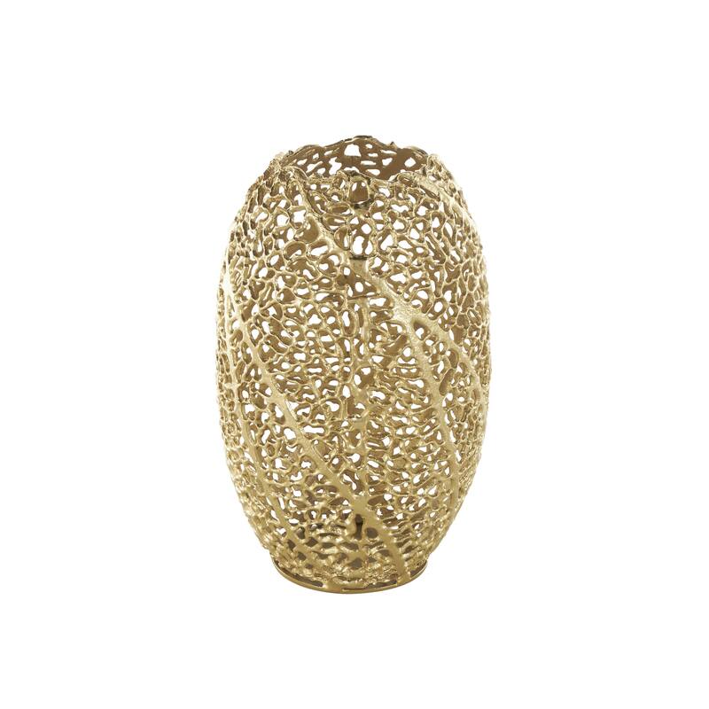 Aluminum Metal Abstract Metallic Coral Inspired Decorative Vase - Gold - Roche River Decor - Gold