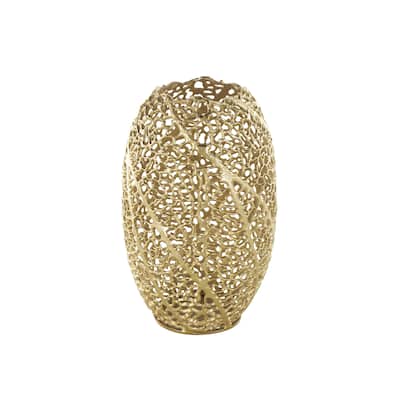 Aluminum Metal Abstract Metallic Coral Inspired Decorative Vase - Gold - Roche River Decor