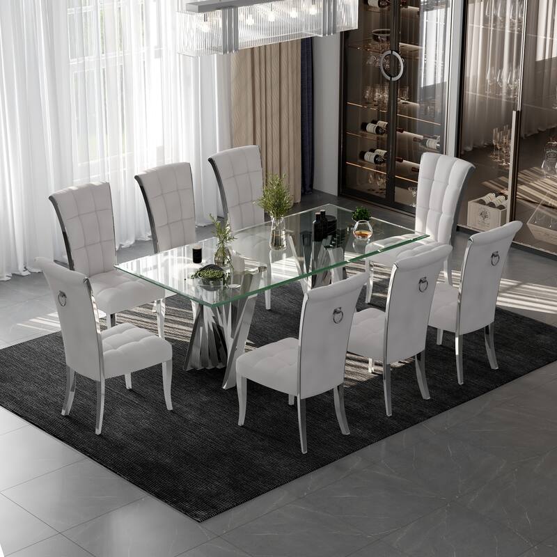 78 inch and 94 inch Glass Dinner Table Falcone Kitchen and Dining Table