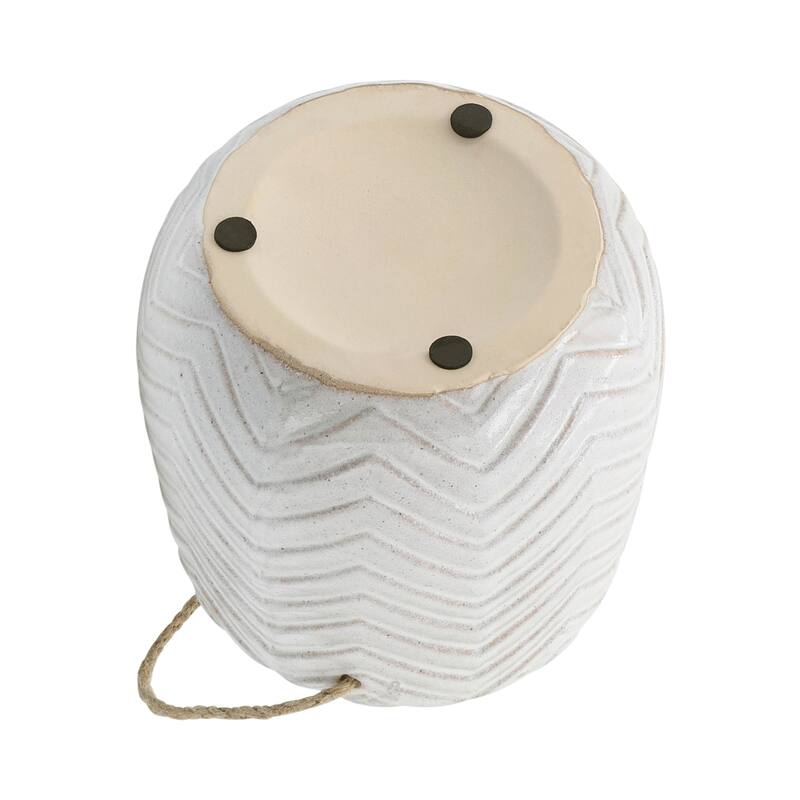 Sagebrook Home Neutral Textured Ceramic Hanging Planter