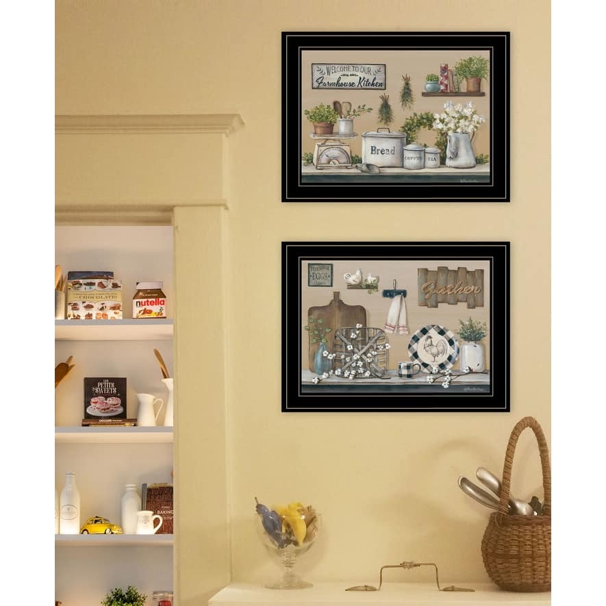 TrendyDecor4U Farmhouse "Farmhouse Kitchen" Framed Print Wall Art by Pam Britton - Brown