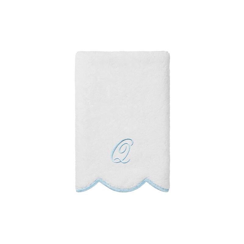 Authentic Hotel and Spa 100% Turkish Cotton Blue ADORNIA Scallop Personalized 3 Piece Towel Set - 3 Piece Set