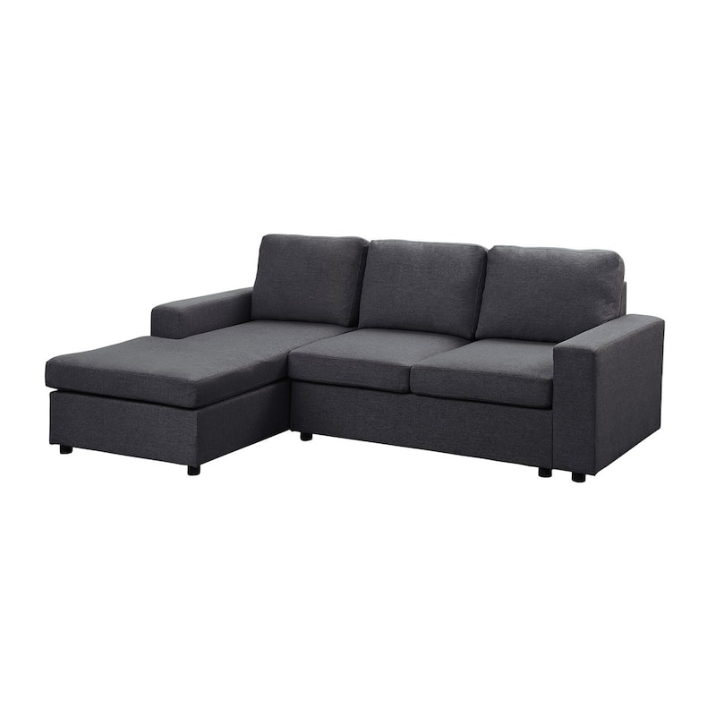 Linen Sofa with Reversible Chaise - Dark Gray