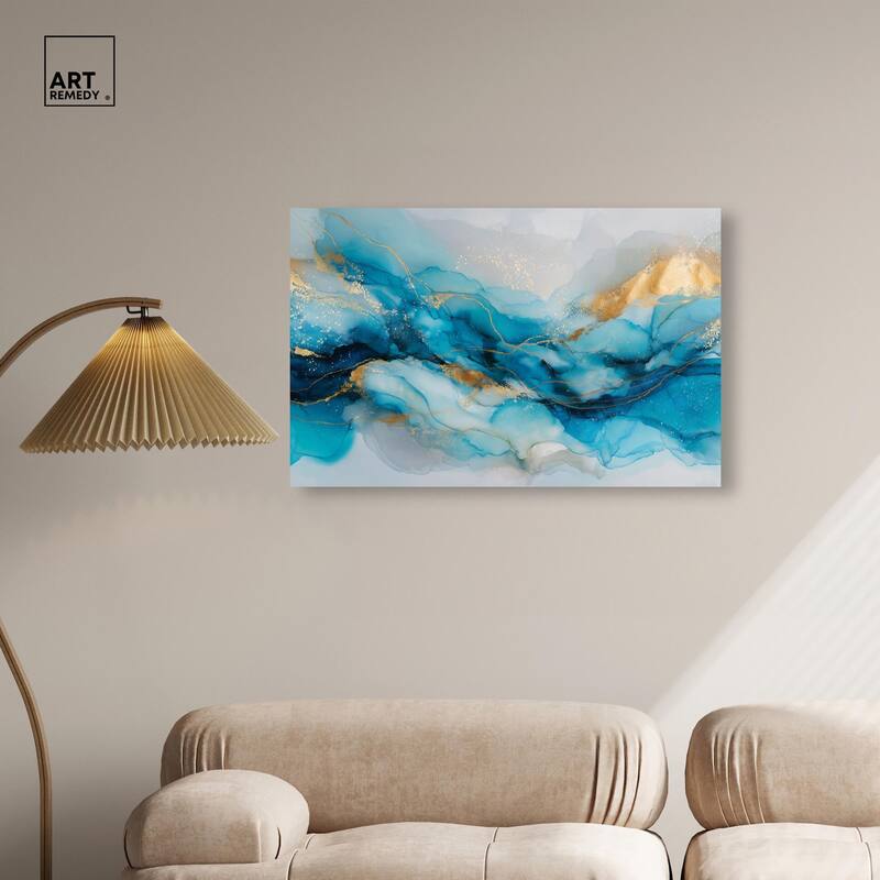 Ethereal Blue and Gold Canvas by Art Remedy, Gallery Wrapped