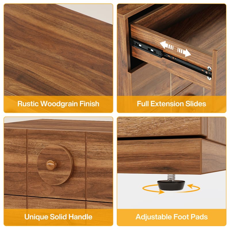 3 Drawers Nightstand with Solid Handles, Modern Night Stand for Bedroom
