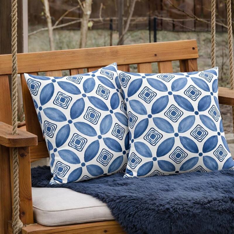 2 Pack Outdoor Throw Pillows, Waterproof & Fade-Resistant Patio Cushions -Soft & Comfortable Decorative Pillow Covers (18x18")