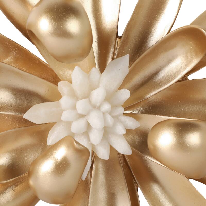 Polyresin Wall Sculpture Floral Design (Set of 3) - 16/14/10" Gold - 17.5" x 4" x 16"
