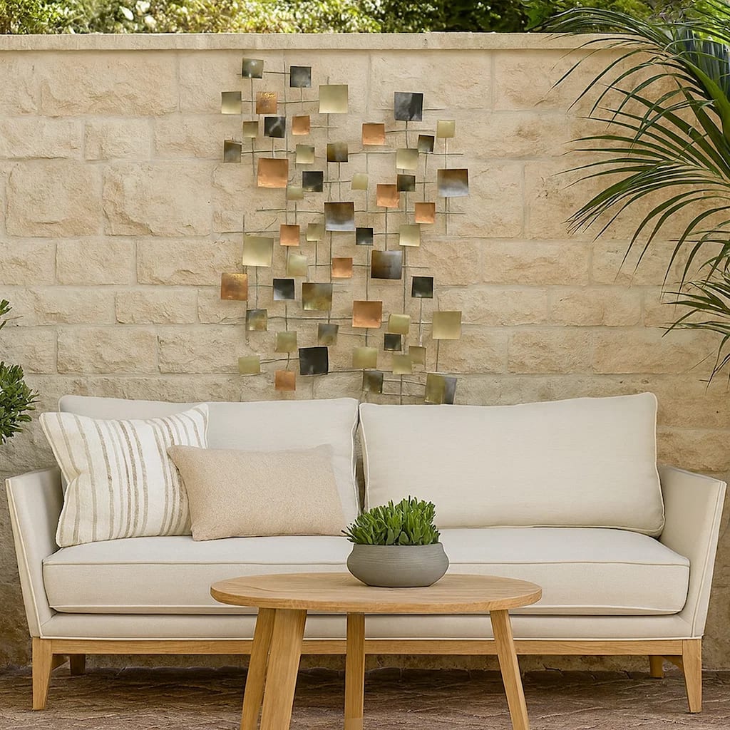 Dobi 35 Inch Wall Decor, Multiple Square Accents, Multicolored Design