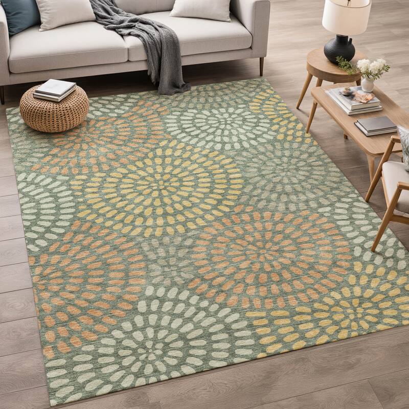 Machine Washable Indoor/ Outdoor Casual Ric Chantille Rug