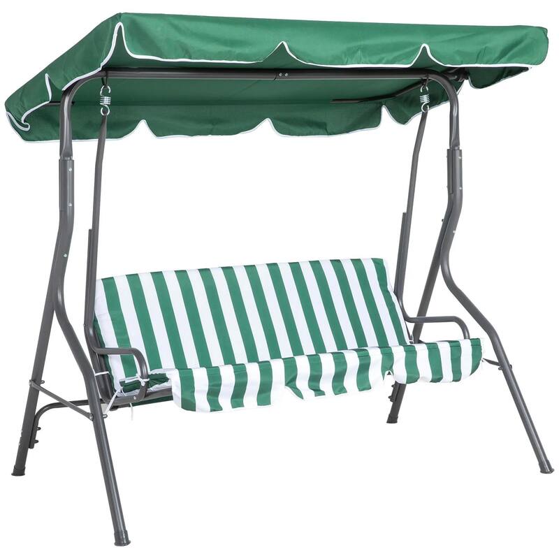 3-Person Patio Swing with Canopy, Steel Frame, Cushions, Armrests