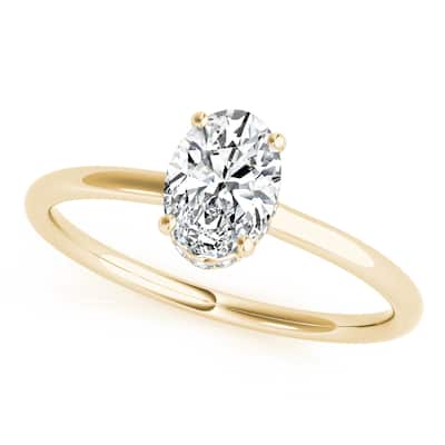 Auriya 14k Yellow Gold Lab Grown Oval Diamond Halo Engagement Ring 0.50 to 5.00 ct. tw. (F-G VS)