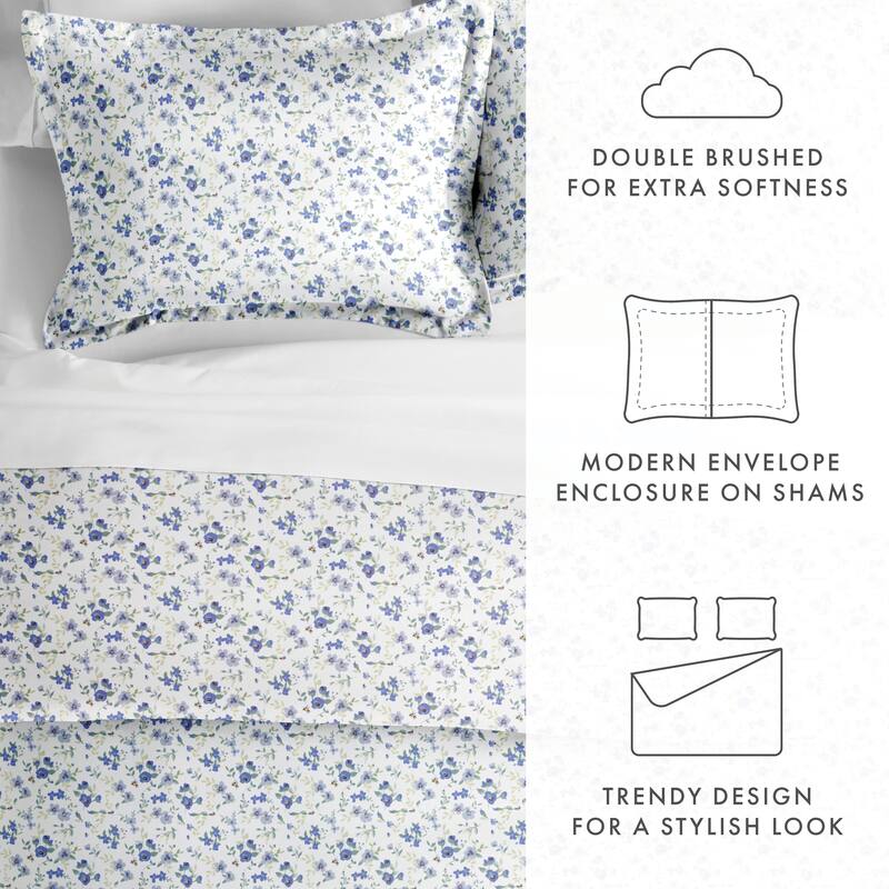 Simply Soft Oversized 3 Piece Blossoms Print Duvet Cover Set