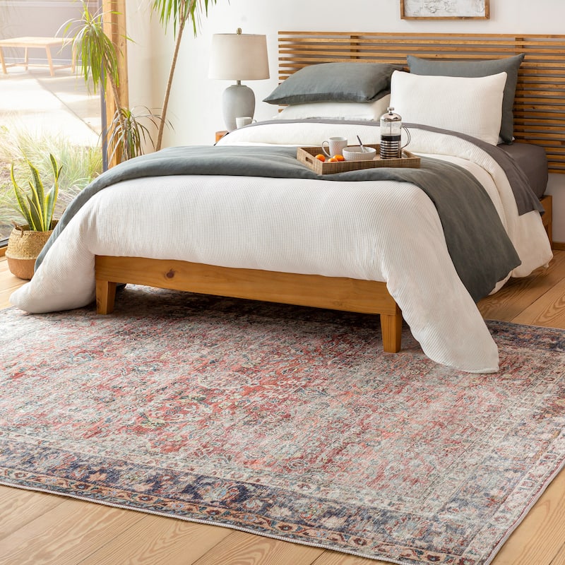 Livabliss Rhys Traditional Medallion Machine Washable Area Rug